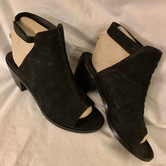Eileen Fisher black nubuck leather 'Pagoda' block heel sandals - Picture 7 of 10